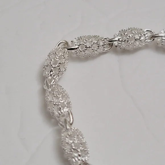 925 SS Light Sterling Silver fireball filigree Bracelet - Picture 4 of 6